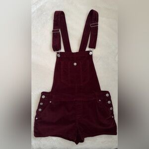 Forever 21 Burgundy Short Overalls